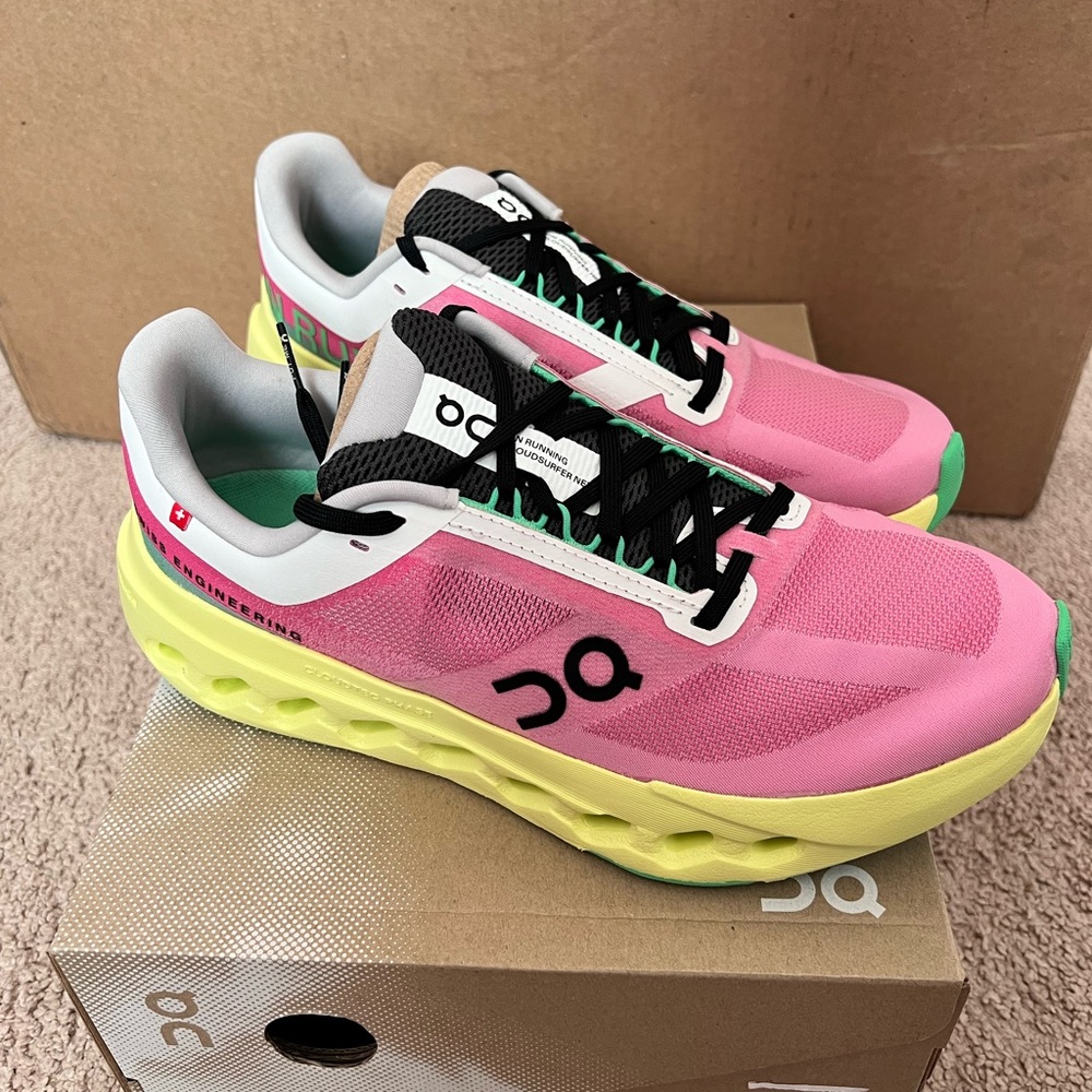 On Running  On Cloudsurfer Next Sneakers Pink Limelight NIB cloudtec